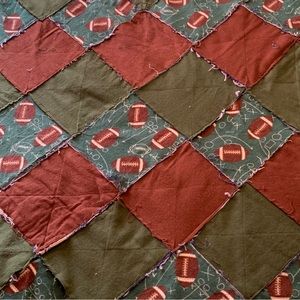 Handmade Recycled Jean and ? Flannel Unfinished Quilt